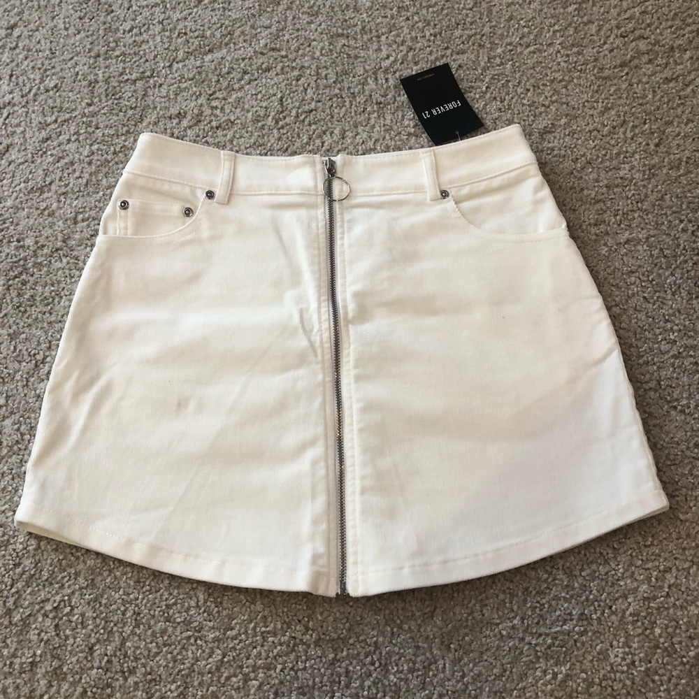 white forever 21 zip skirt size small NWT